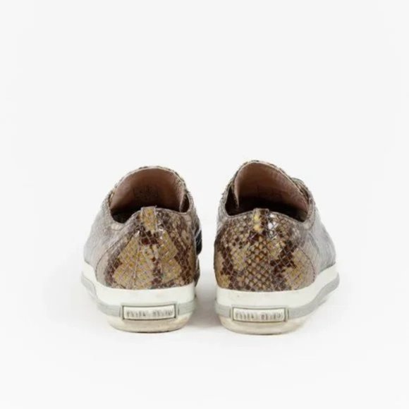 Miu Miu Snakeskin Print Low-Top Sneakers - Picture 3 of 12